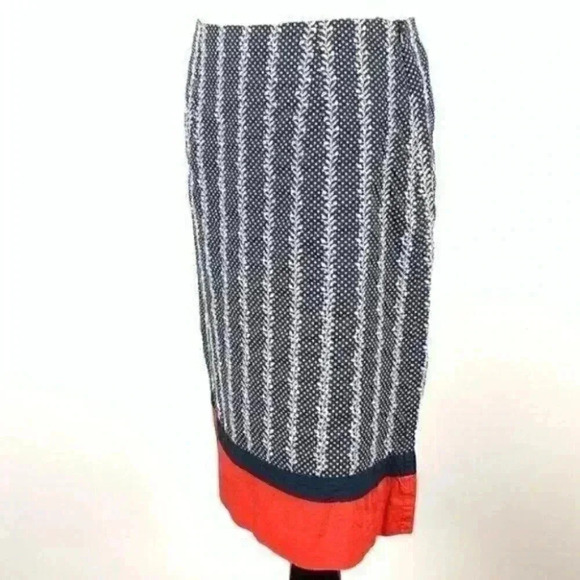 Talbots womens skirt size 4 navy blue red midi nautical pencil - Picture 5 of 8